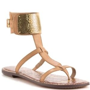 Sam Edelman tan sandals with gold detailing
